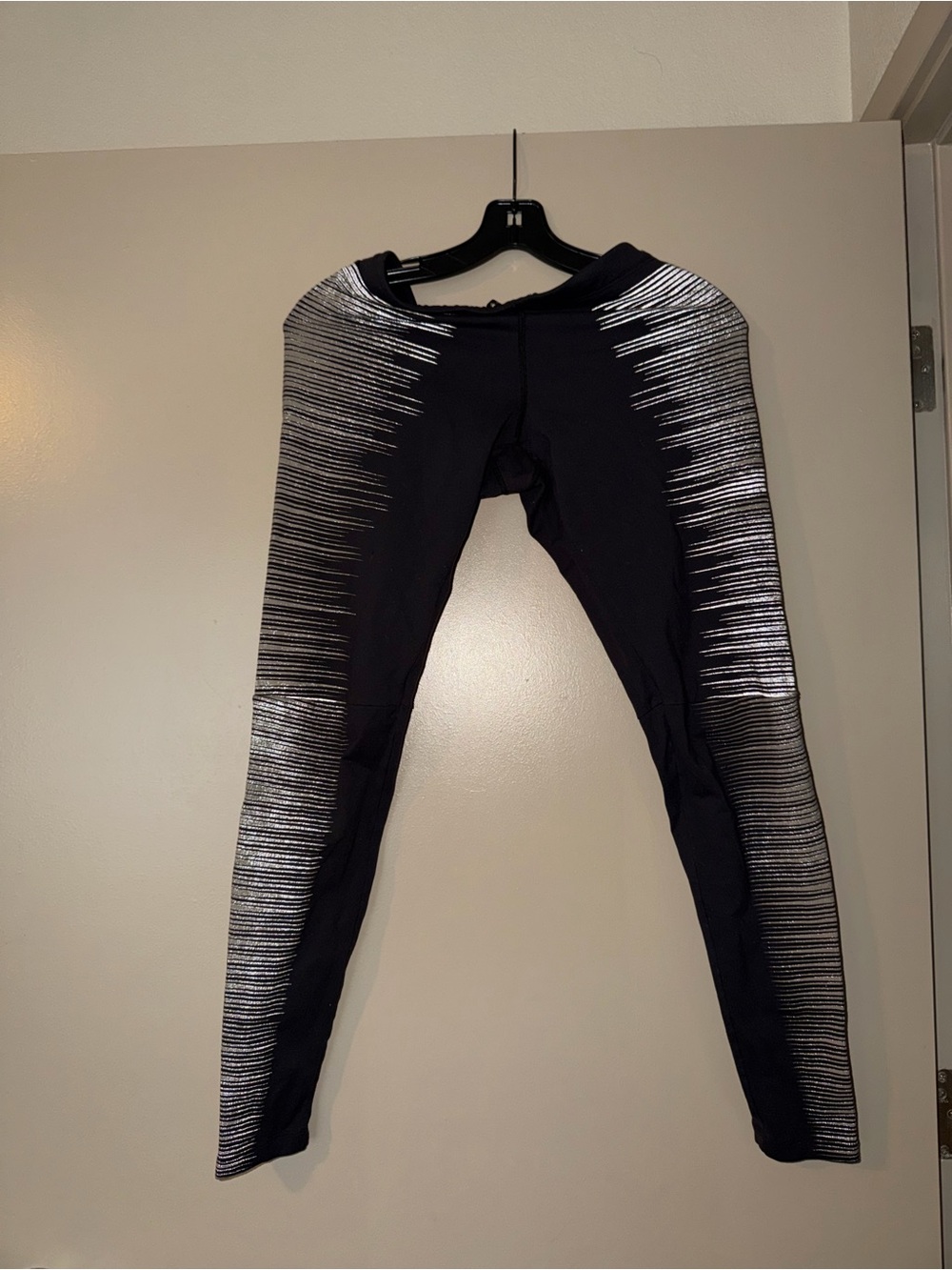 Nike Black Leggings with White Gradient Side Stripes